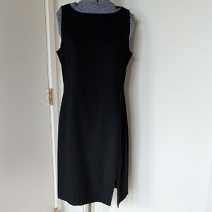 Tailored wool blend black dress with lurex stripe (EU42=US10)